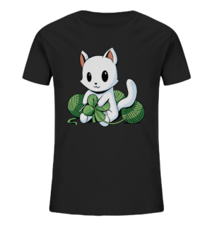 Niedliche strickende Katze - Kids Bio Shirt