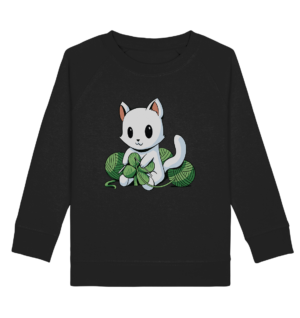 Niedliche strickende Katze - Kinder Pullover